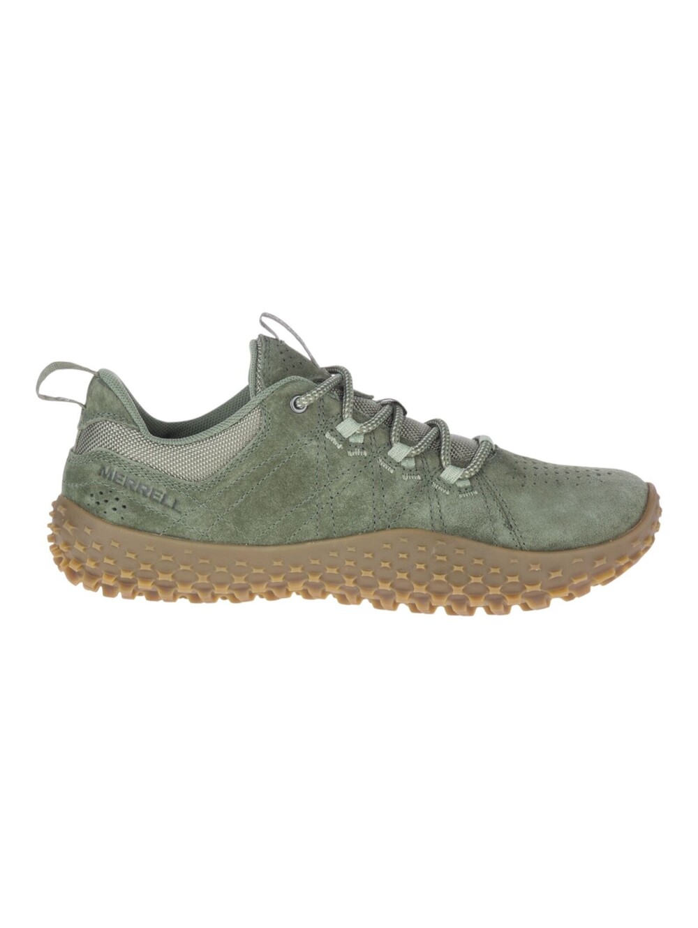 MERRELL Wrapt Barefoot Shoes 9.5 Olive Lichen Suede Trail Sneakers Quantum Grip